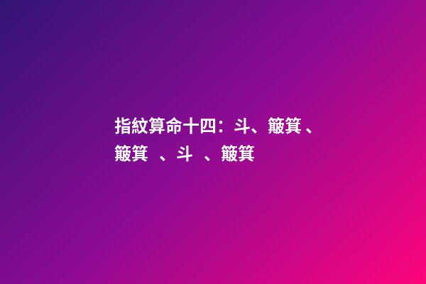 指紋算命十四：斗、簸箕、簸箕、斗、簸箕